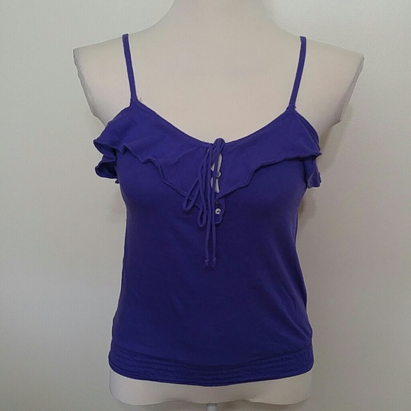 Arizona Jean Company Tops - Arizona purple ruffle tank built-in shelf bra XS